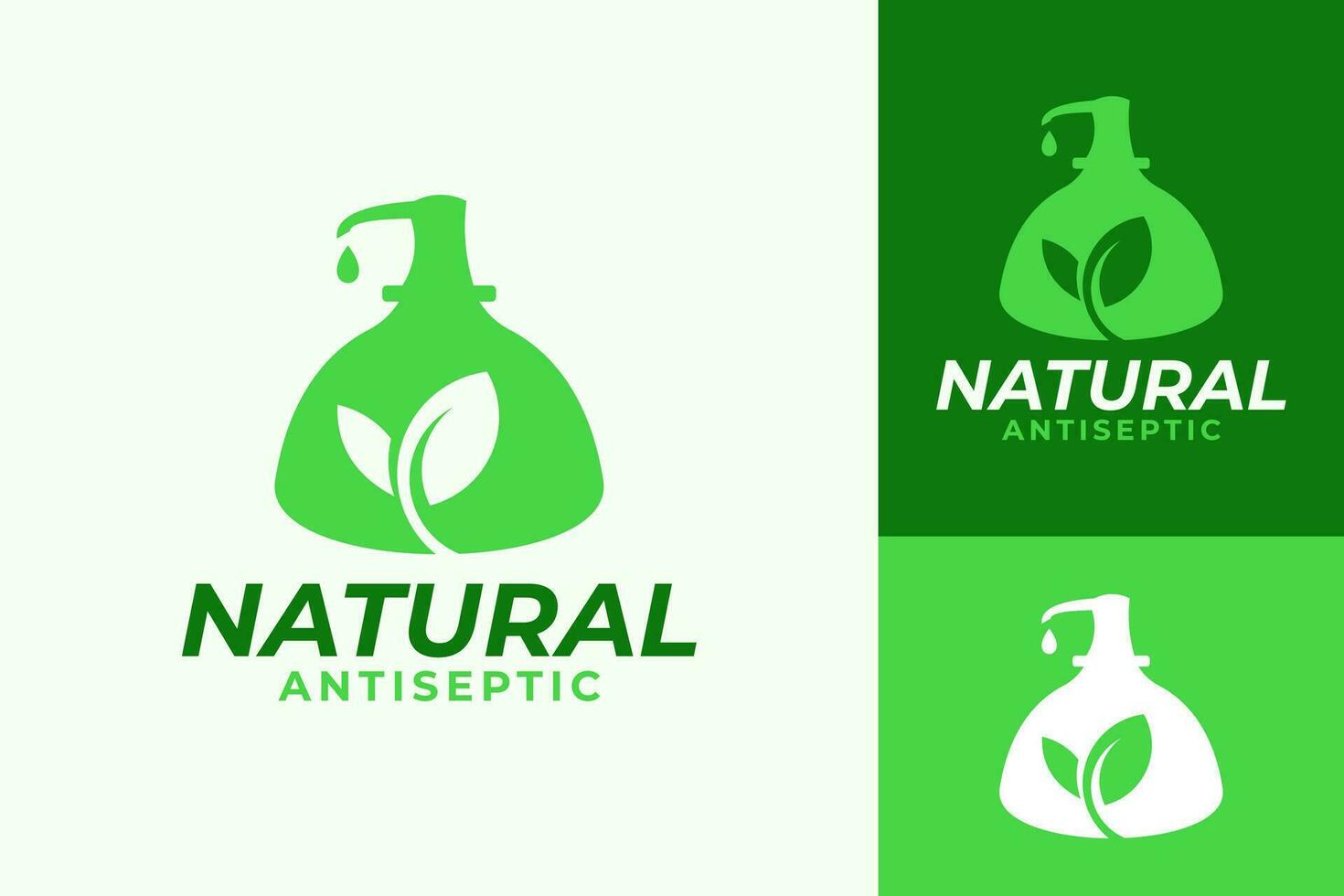 Antiseptikum Kräuter- Gesundheit Anti Keim Logo Design vektor