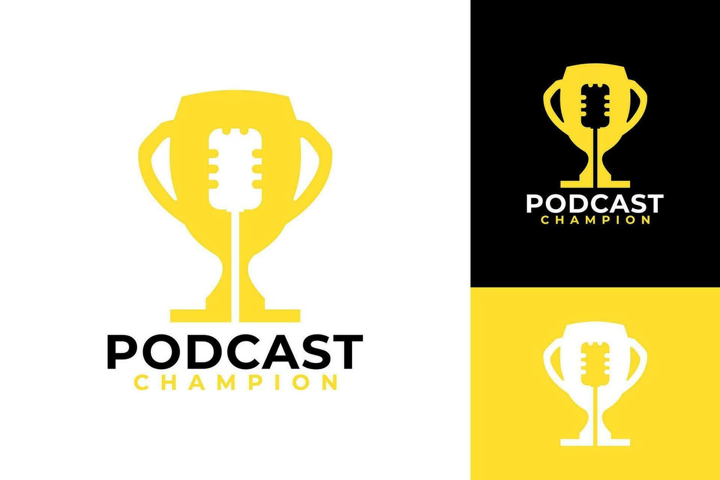 Podcast Champion Trophäe vergeben Logo Design vektor