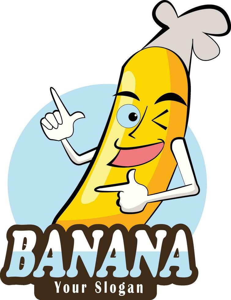 banan logotyp, banan maskot, banan design för din företag vektor