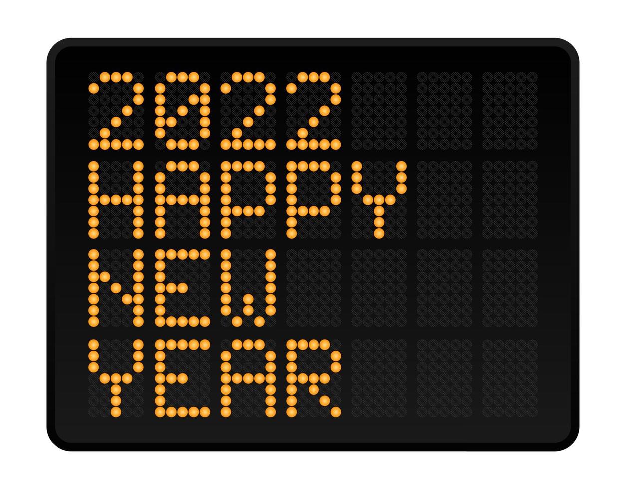Frohes neues Jahr 2022-Vektor-Illustration. LED-Text im digitalen Alphabet-Stil mit leuchtenden Punkten. abstraktes Konzept grafisches Element vektor