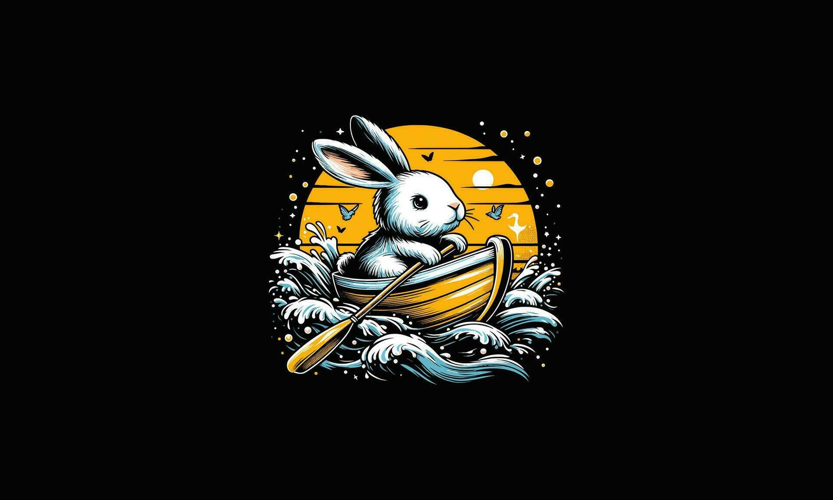 kanin ridning båt på hav vektor illustration konstverk design