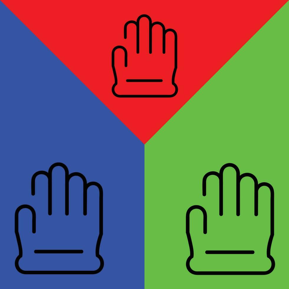 handske vektor ikon, översikt stil ikon, från äventyr ikoner samling, isolerat på röd, blå och grön bakgrund.