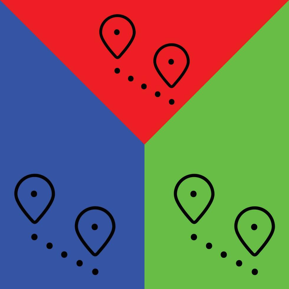 Karta vektor ikon, översikt stil ikon, från äventyr ikoner samling, isolerat på röd, blå och grön bakgrund.