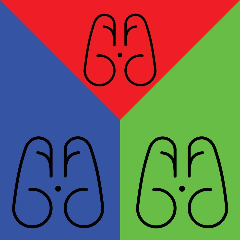 Fernglas Vektor Symbol, Gliederung Stil Symbol, von Abenteuer Symbole Sammlung, isoliert auf Rot, Blau und Grün Hintergrund.