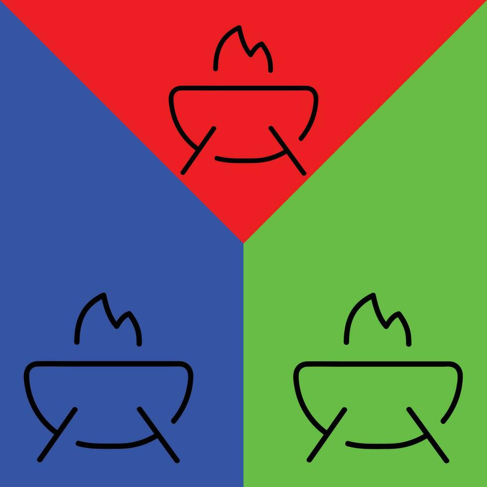 bbq vektor ikon, översikt stil ikon, från äventyr ikoner samling, isolerat på röd, blå och grön bakgrund.