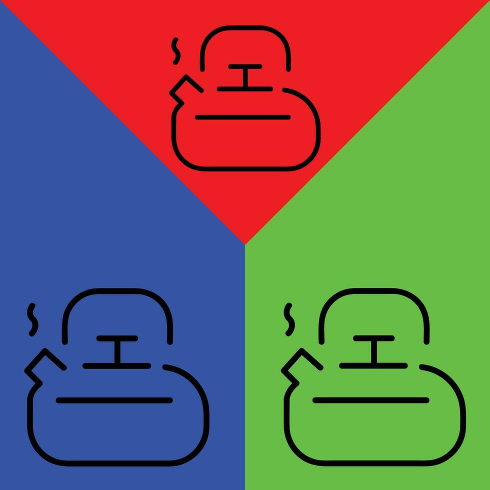 vattenkokare vektor ikon, översikt stil ikon, från äventyr ikoner samling, isolerat på röd, blå och grön bakgrund.