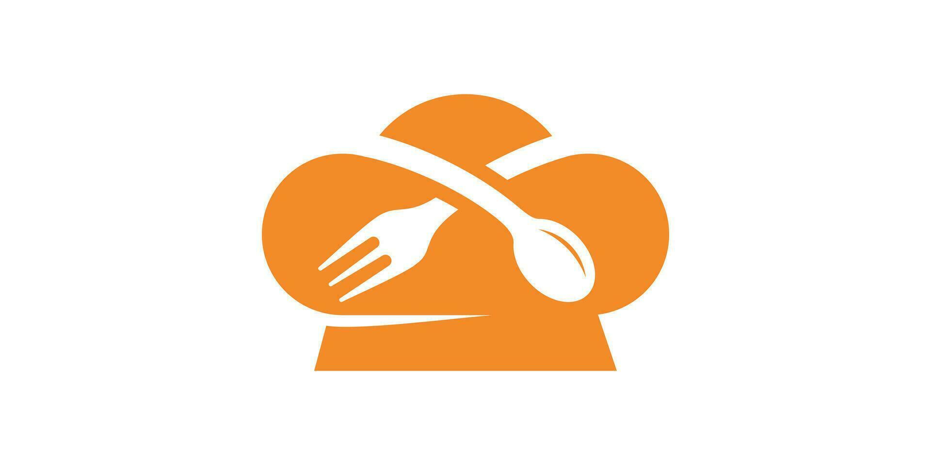 logotyp design kombinerande de form av en kockens hatt med en sked och gaffel, ikon, vektor, symbol. vektor