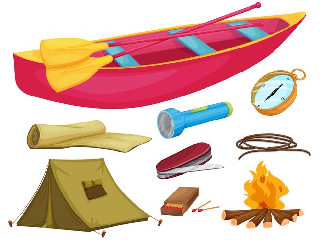 olika camping objekt vektor