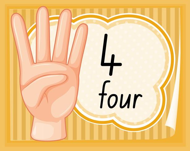 Nummer fyra hand gest vektor
