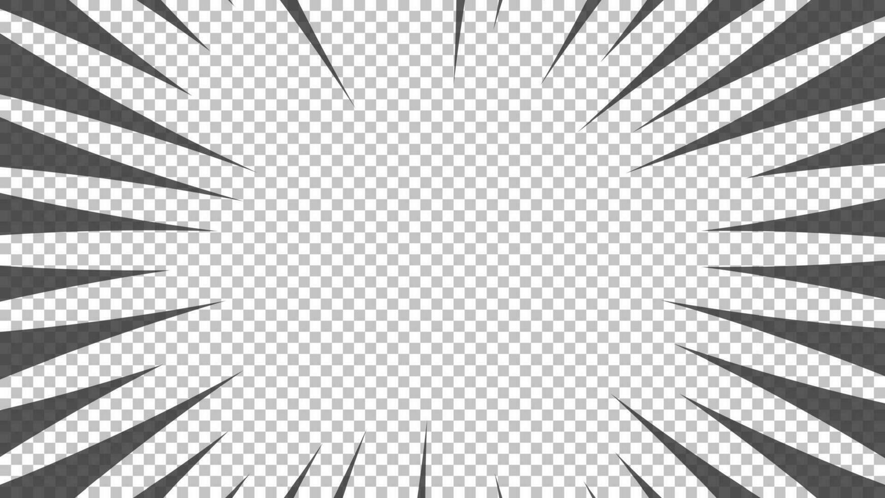 Comic Buch Seite mit schwarz Linien isoliert auf Hintergrund. Vorlage mit Blitz Explosion Strahlen bewirken Textur. Vektor Illustration