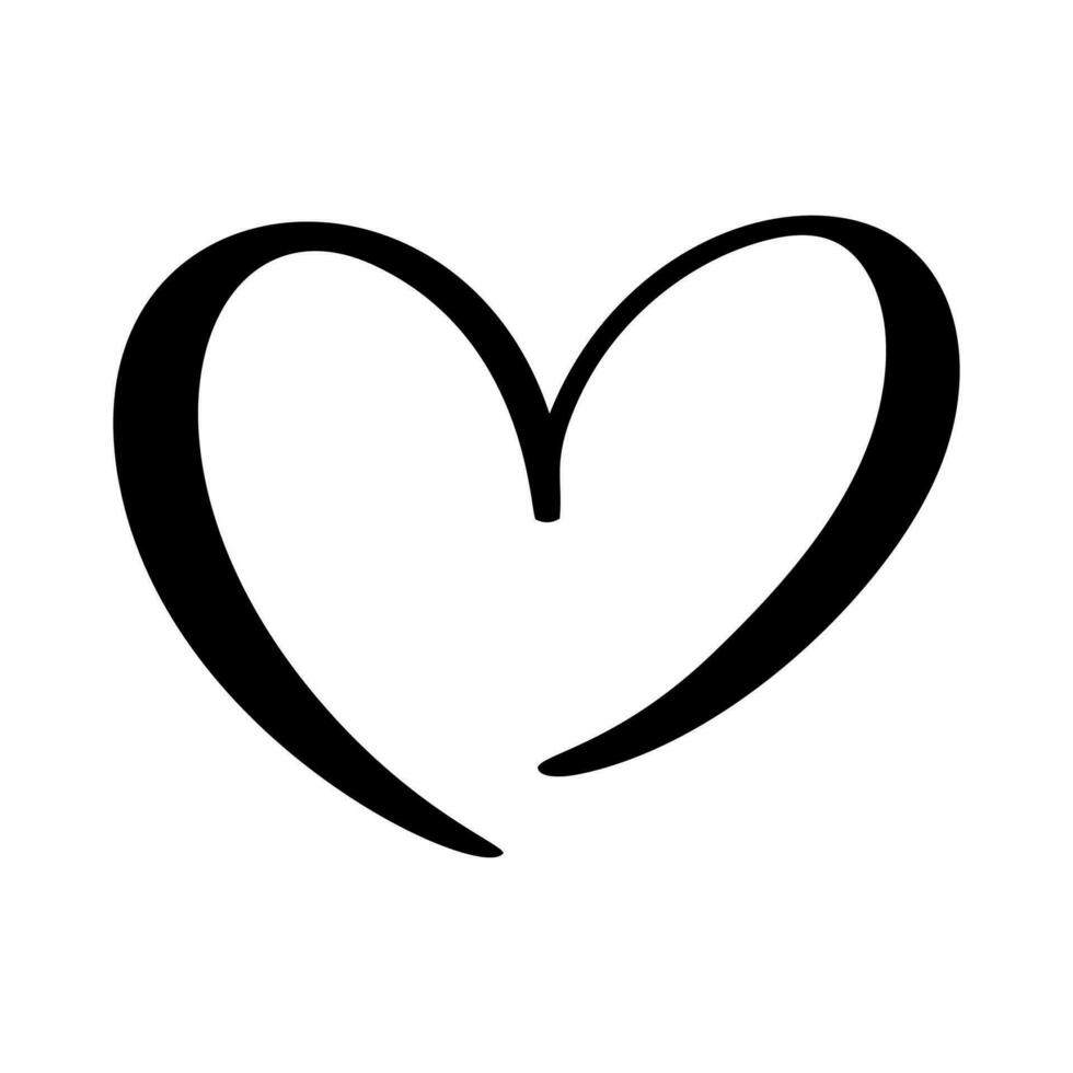 Liebe Vektor schwarz Herz gestalten Rahmen mit Bürste Gemälde Symbol. Gekritzel Hand gezeichnet Valentinstag Tag Logo. Dekor zum Gruß Karte, Hochzeit, Becher, Foto Überlagerungen, T-Shirt drucken, Poster Design