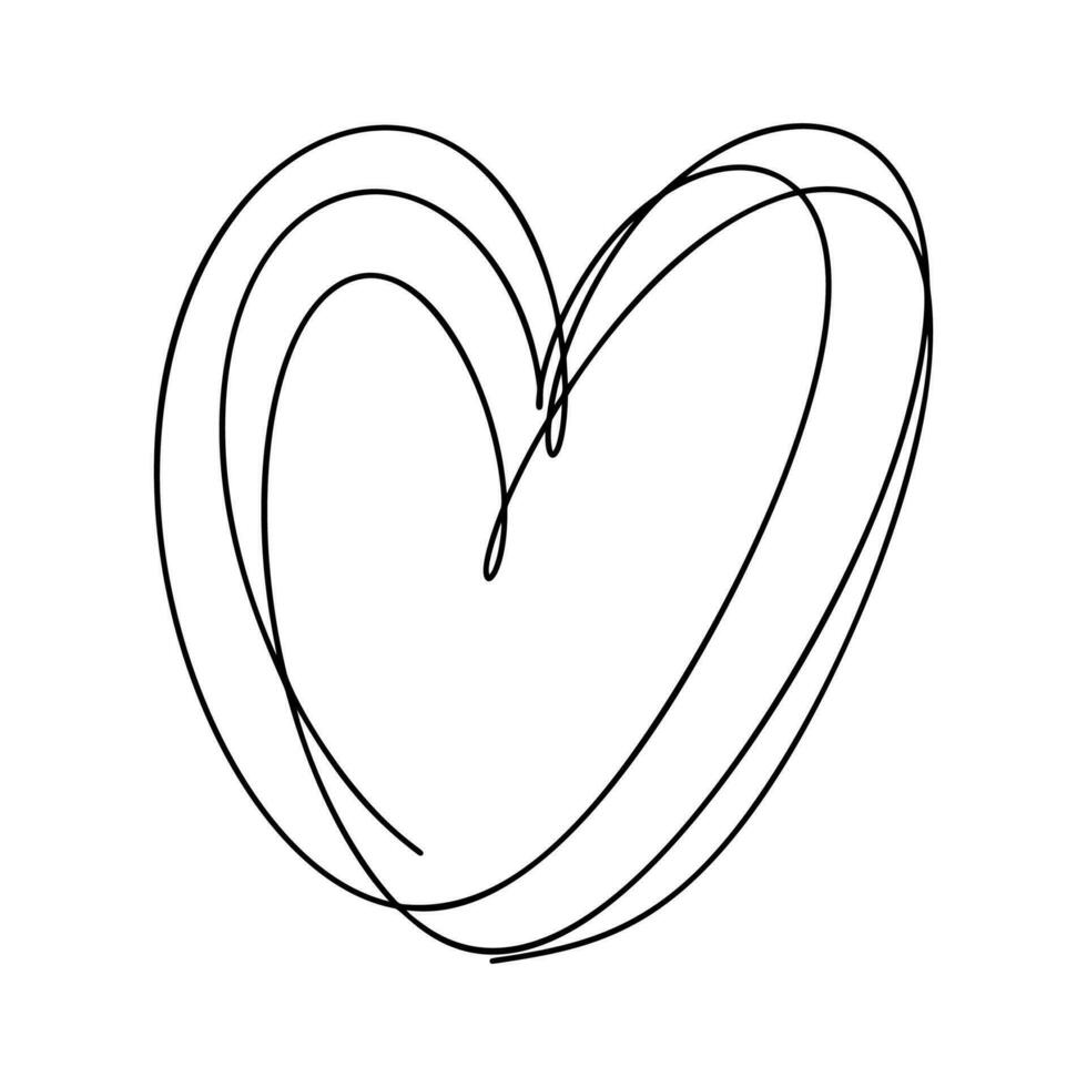 Liebe Herz Vektor Logo Linien Illustration. schwarz Umriss. Element Monoline zum Valentinstag Tag Banner, Poster, Gruß Karte