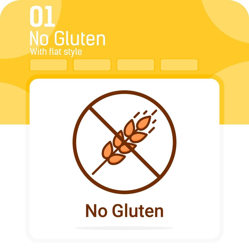 Glutenfreies Nahrungsmittelallergieprodukt. Diät-Label-Vektor-Symbol mit flachem Stil isoliert auf weißem Hintergrund. Vektorsymbol-Designvorlage für Webdesign, mobile App, Bio-Ökogeschäft und Landwirtschaft vektor