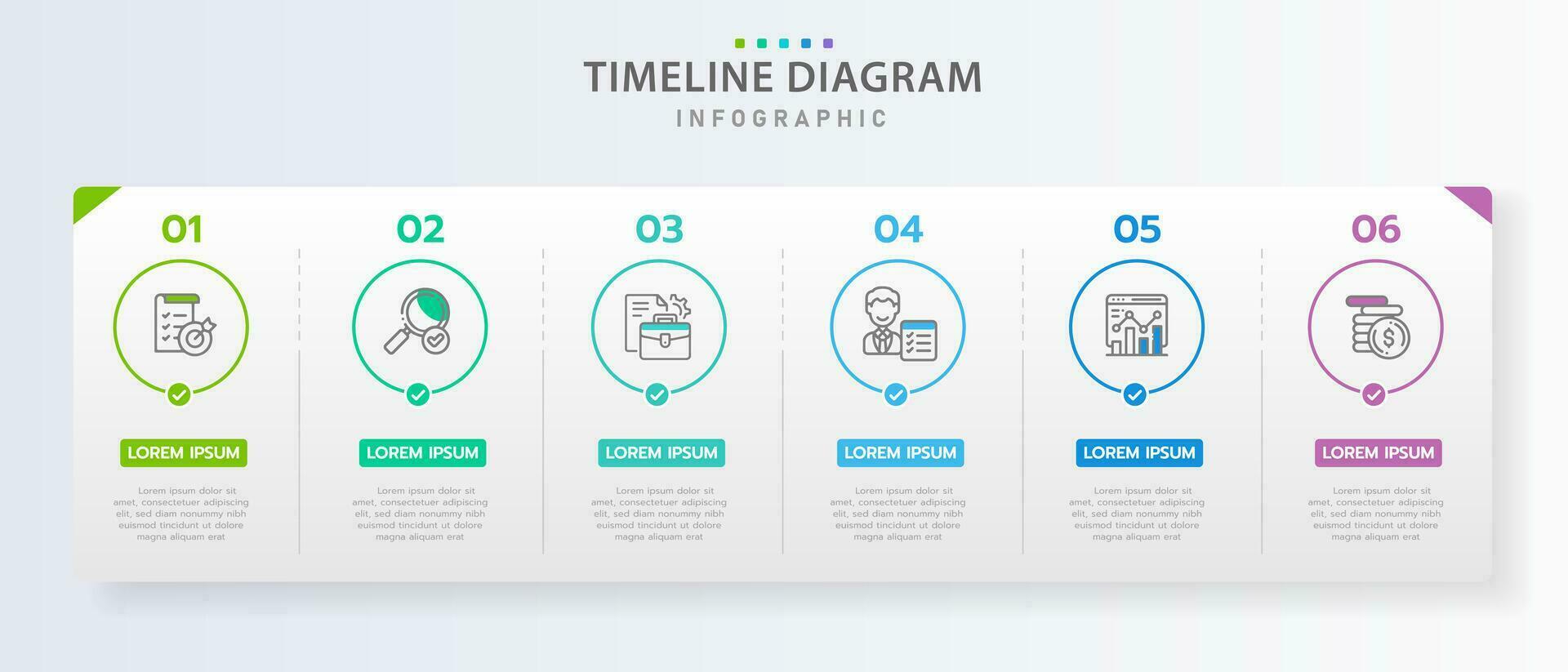 infographic mall för företag. 6 steg modern tidslinje diagram med färdplan och rektangel ämne diagram, presentation vektor infografik.