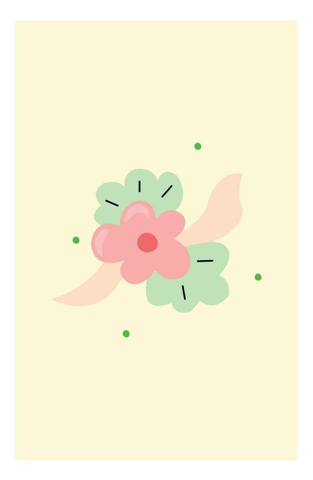 klotter vår vykort med rosa blomma. söt och värma stil tapet. vektor