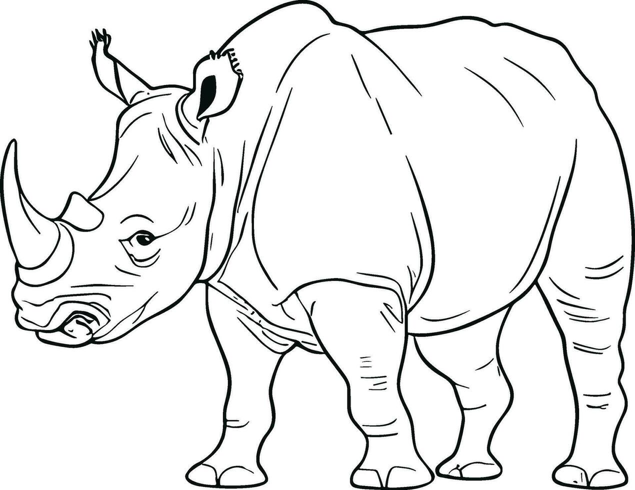 Nashorn Hand gezeichnet Vektor Illustration. perfekt zum Projekte verbunden zu Tierwelt, Safari Abenteuer, und afrikanisch Themen. ai generiert Illustration.