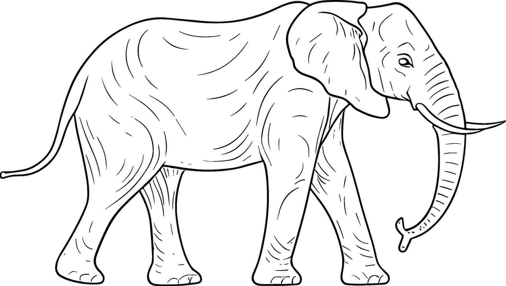 vektor isolerat ett enda gående stor elefant sida se färglös svart och vit kontur linje lätt teckning. ai genererad illustration.