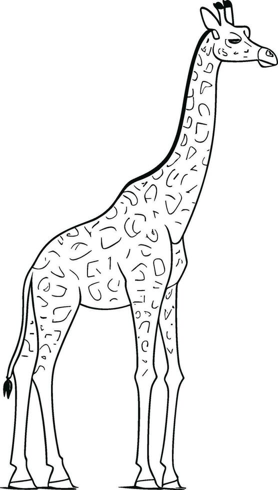 giraff färg bok för vuxna vektor illustration. anti-stress färg för vuxen. zentangle stil. svart och vit rader. spets mönster. ai genererad illustration.