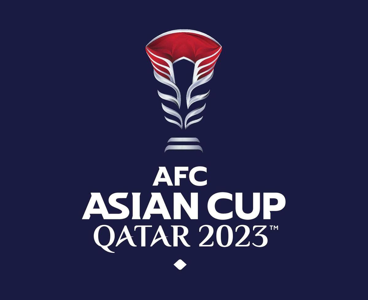 afc asiatisk kopp qatar 2023 symbol logotyp abstrakt Asien fotboll design vektor illustration med blå bakgrund