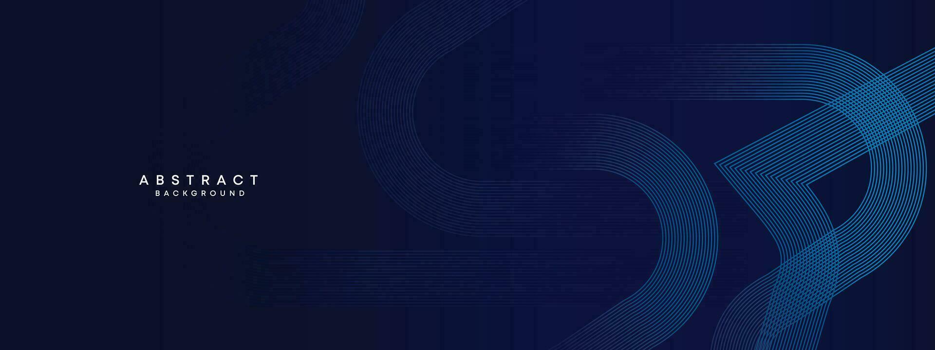 abstrakt dunkel Blau winken Kreise Linien Technologie Hintergrund. dunkel Blau Gradient mit glühend Linien glänzend geometrisch gestalten und Diagonale, zum Broschüre, Abdeckung, Poster, Banner, Webseite, Header vektor