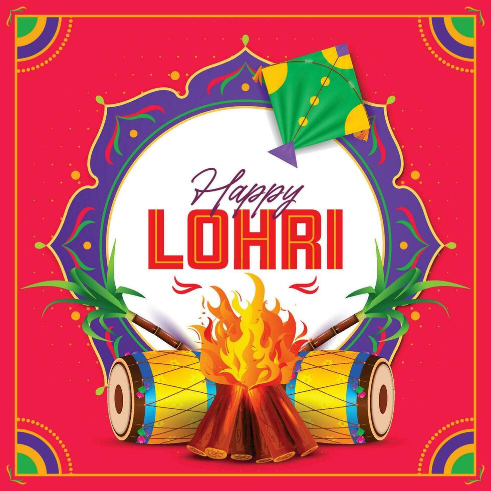 Vektor Illustration von glücklich lohri Urlaub Hintergrund zum Punjabi Festival