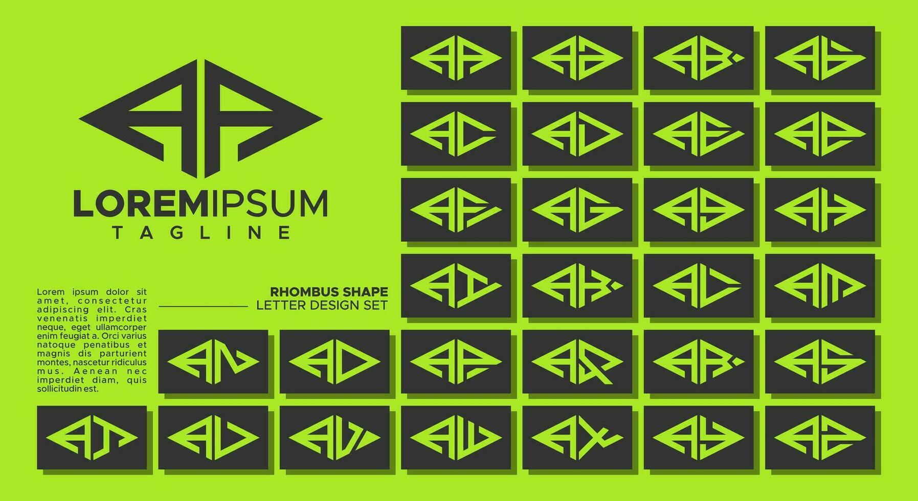 bündeln von geometrisch Linie Rhombus Brief ein aa Logo Design vektor