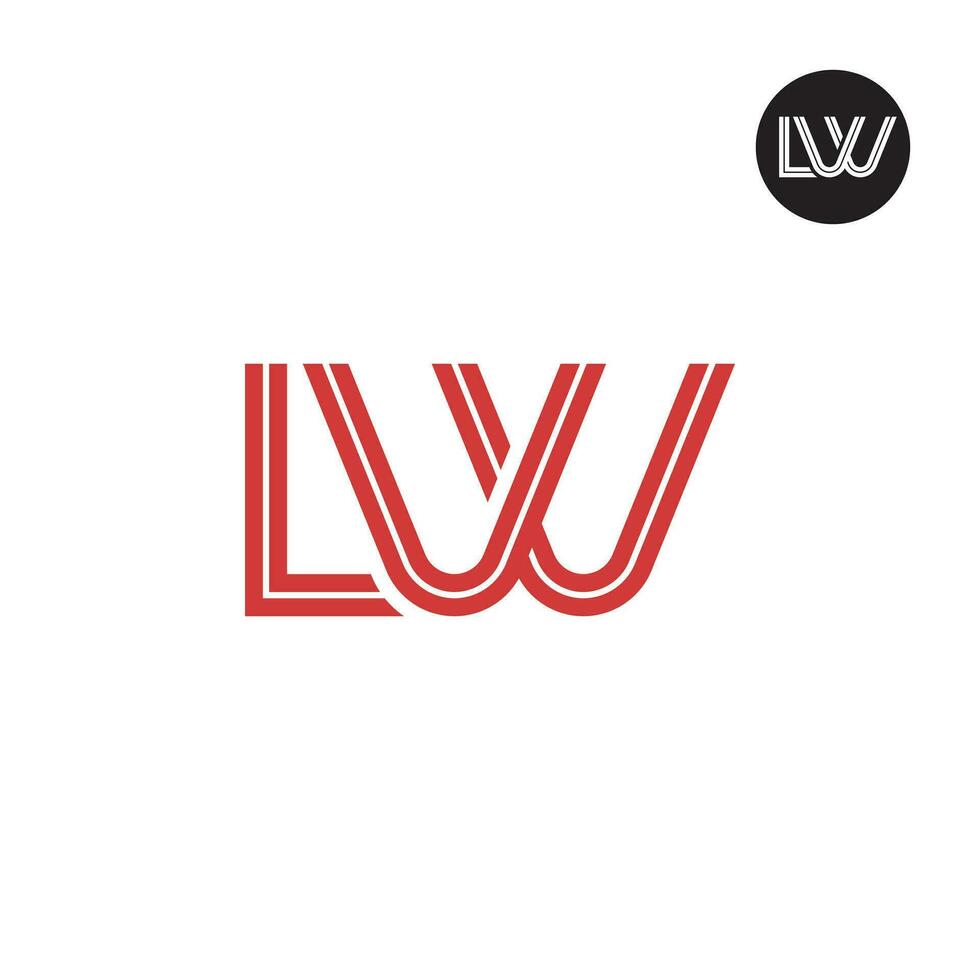 brev lvv eller lw monogram logotyp design med rader vektor