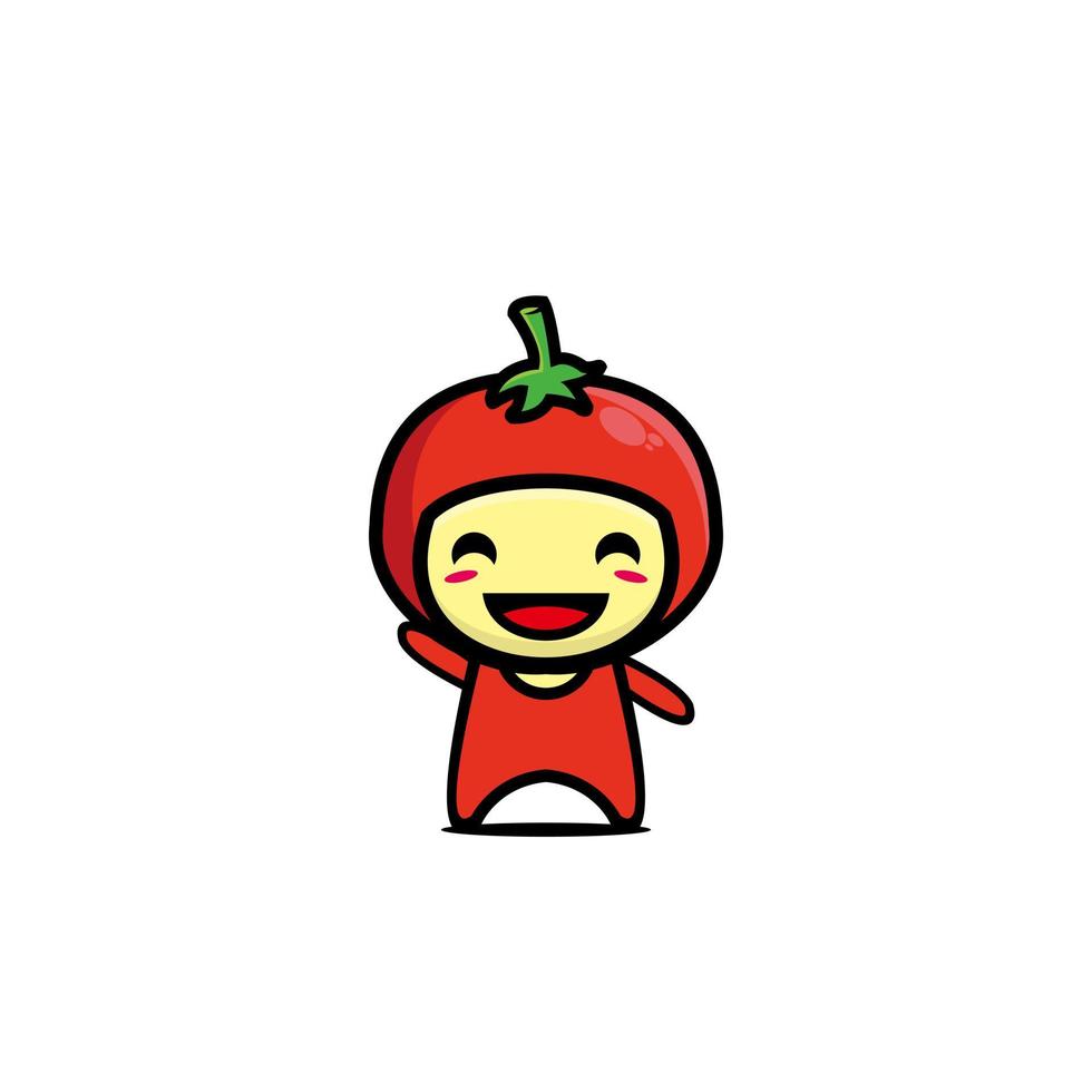 süße Tomaten-Cartoon-Figur. Cartoon Charakter Illustration Design einfache flache Art. Abbildung auf weißem Hintergrund vektor