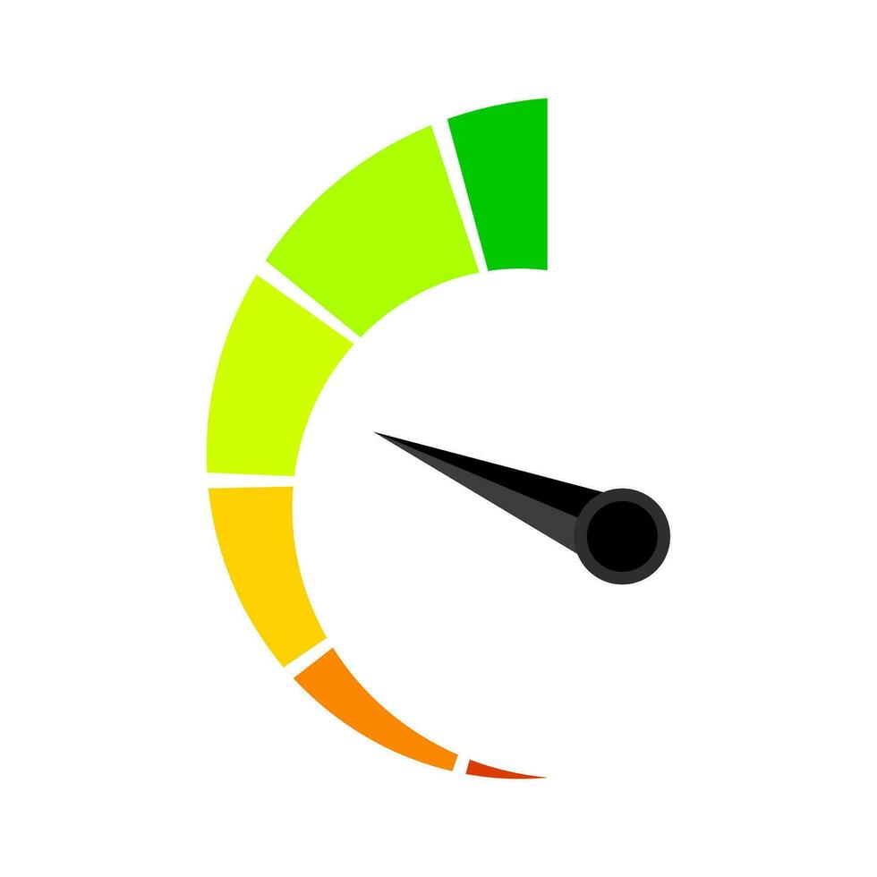 Vertikale farbig Tachometer oder Barometer Indikator. Illustration Indikator zum Anerkennung Zahlungsfähigkeit Vektor