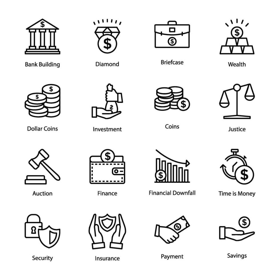 Pack von Geschäft und Bankwesen Symbol Vektoren