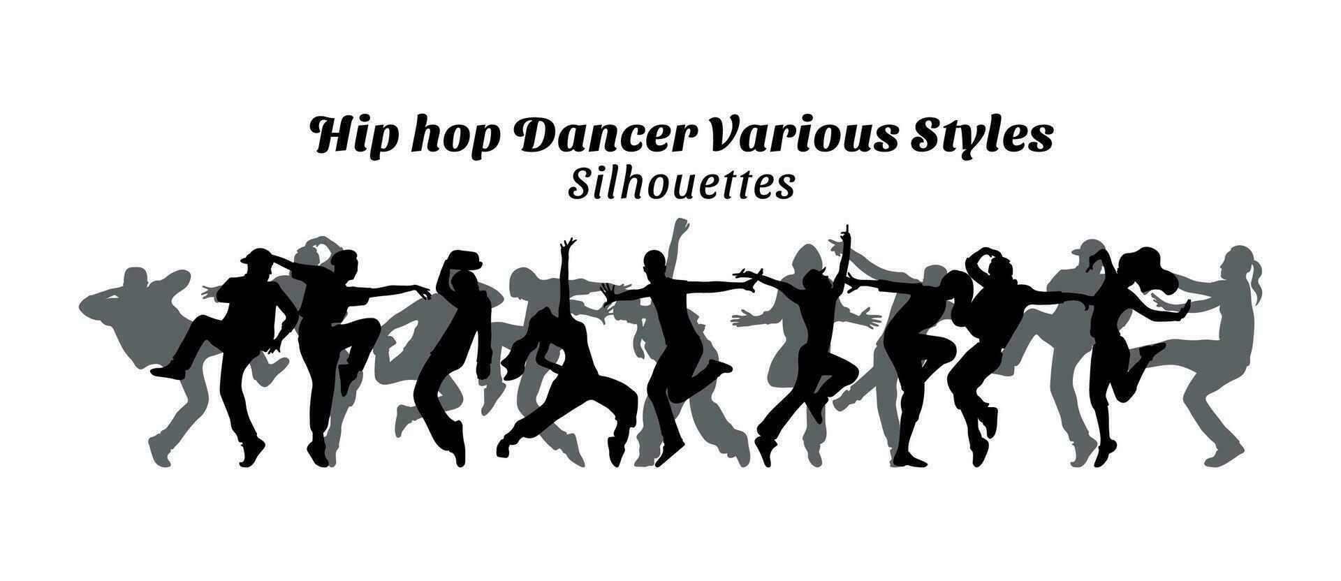 Sammlung von Hüfte hop Tänzer Silhouetten von verschiedene Stile vektor