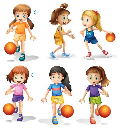 Kleine weibliche Basketballspieler vektor