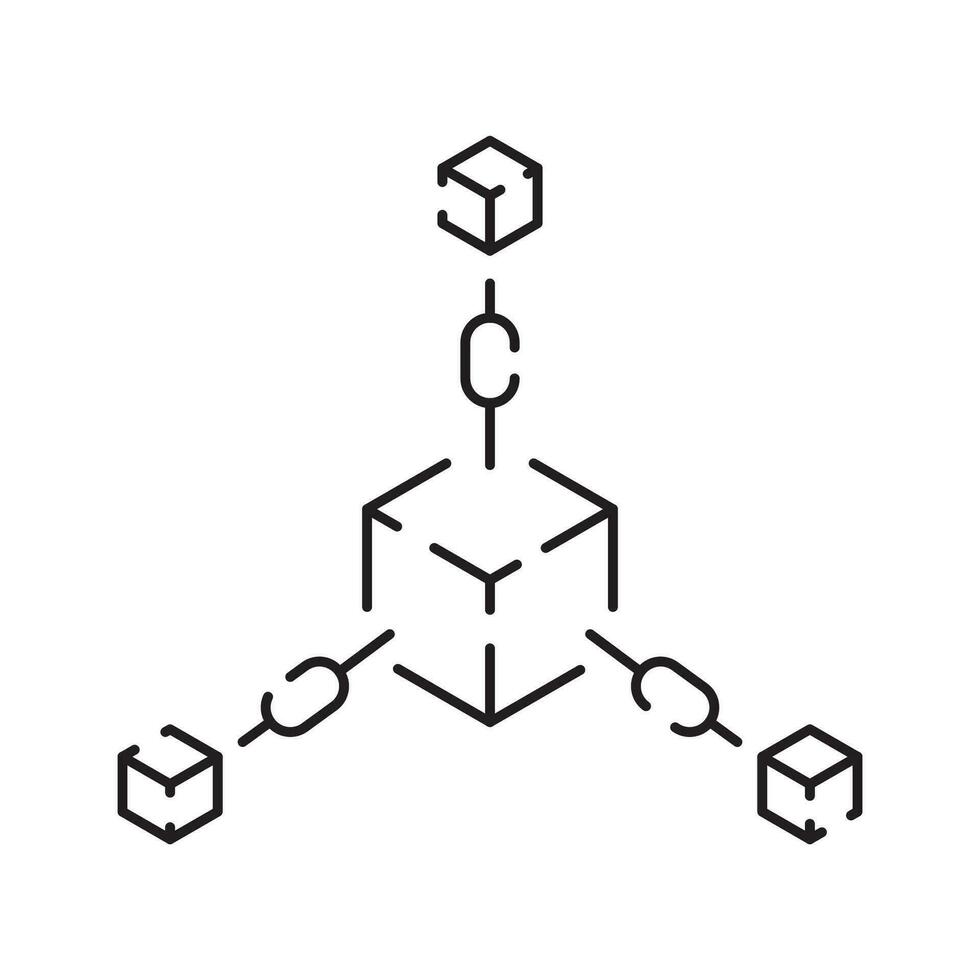 Blockchain Vektor Linie Konzept Symbol oder Logo Element. Technologie und Geld Finanzen.