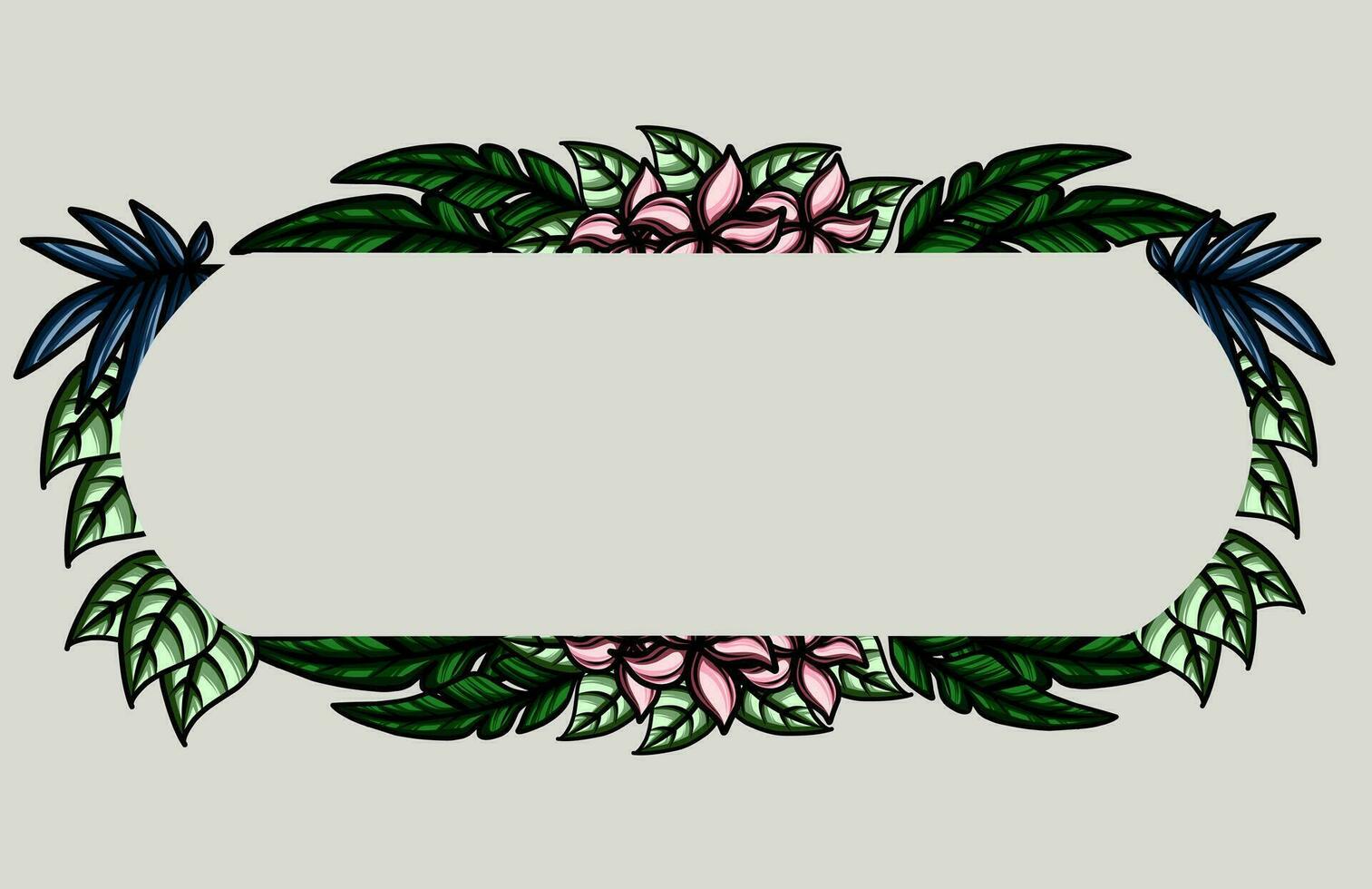 Rahmen das Rand mit ein Anordnung von Blätter und Blumen. Vektor Design