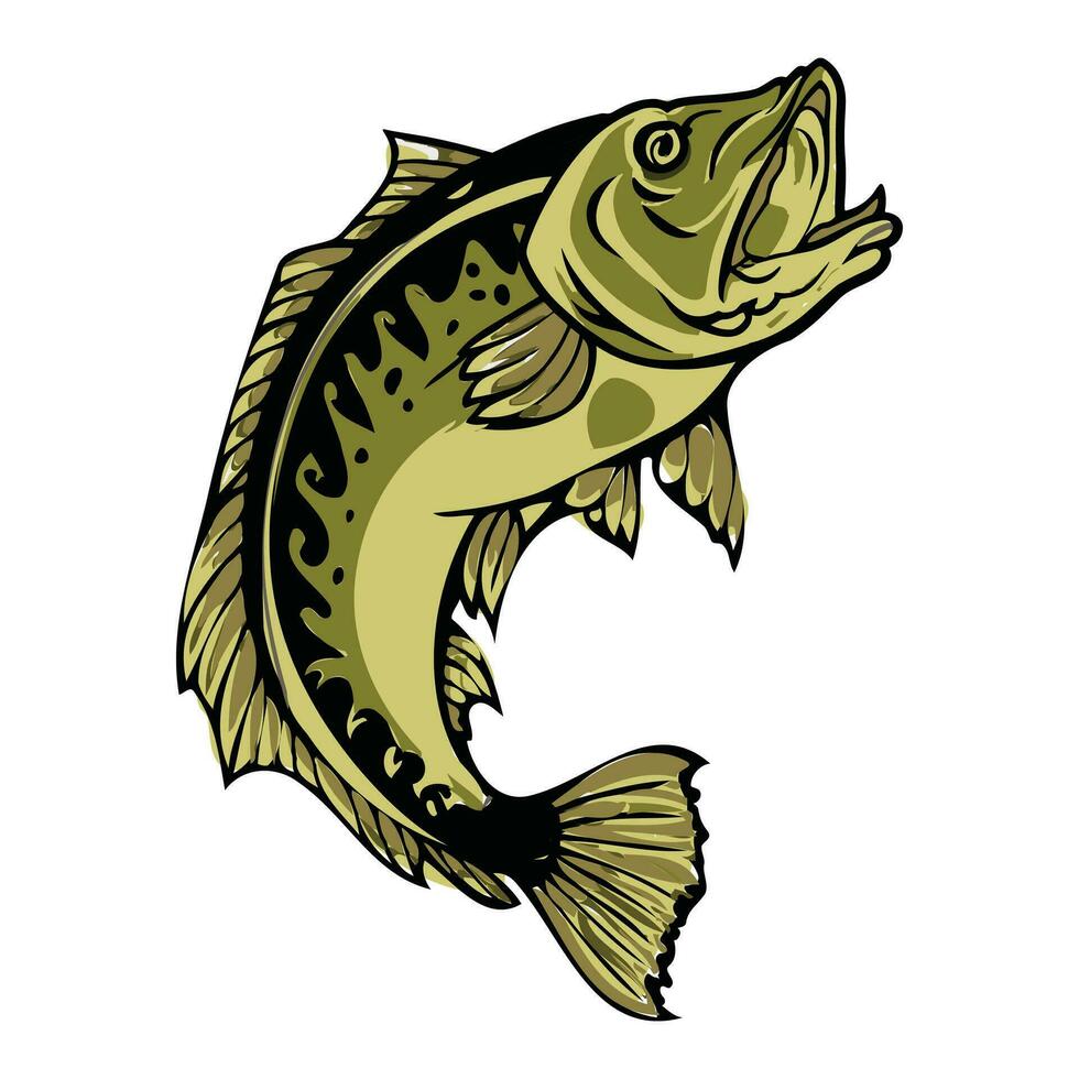 Hand gezeichnet Thunfisch Karikatur Illustration Vektor Bass Fisch