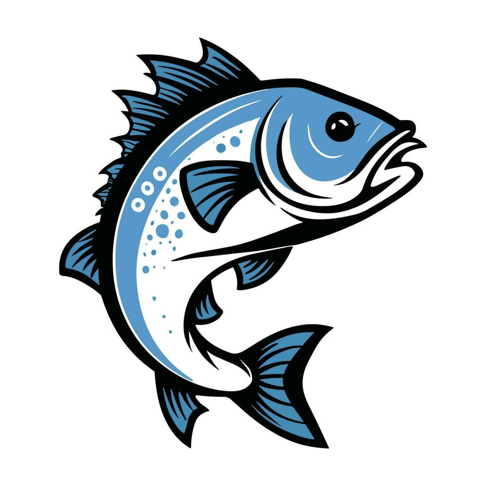 Hand gezeichnet Thunfisch Karikatur Illustration Vektor Bass Fisch