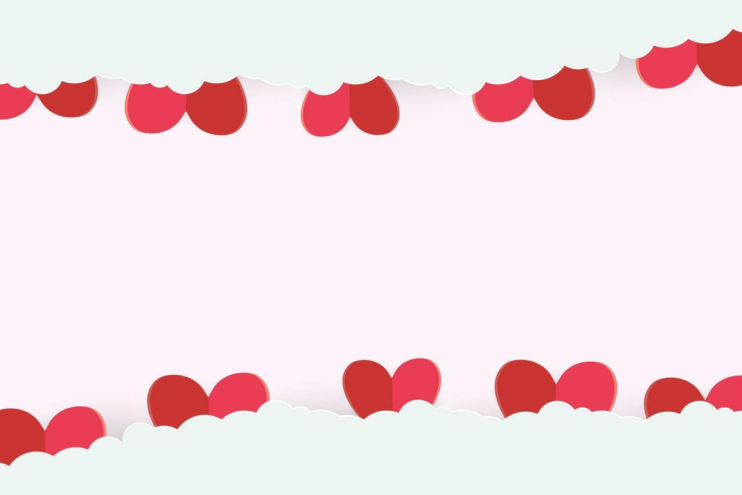 rot Herz, Rosa und Weiß Papier Schnitt fliegend Rahmen zu Design zum Valentinstag Tag Design, Herz gestalten von Vektor Illustration