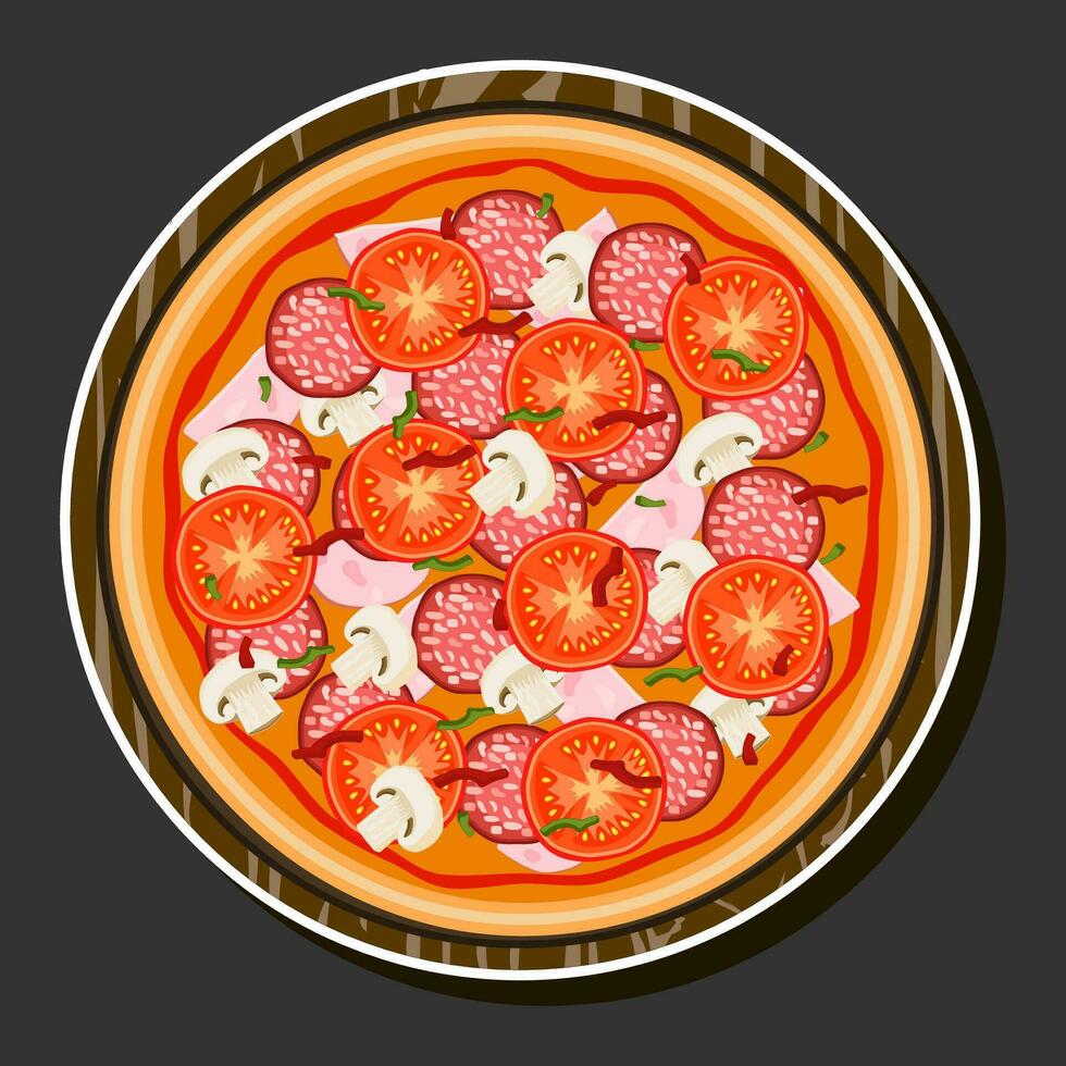 illustration på tema stor varm gott pizza till pizzeria meny vektor