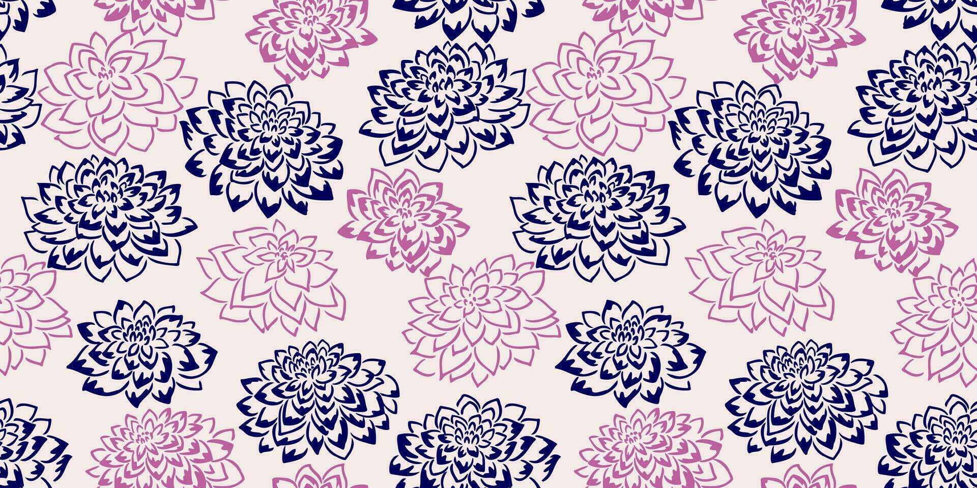 abstrakt nahtlos Muster mit Form, Gliederung Blumen. Vektor Hand gezeichnet skizzieren. einfach stilisiert Hintergrund texturiert Blumen- drucken. Design zum Mode, Stoff, Hintergrund.