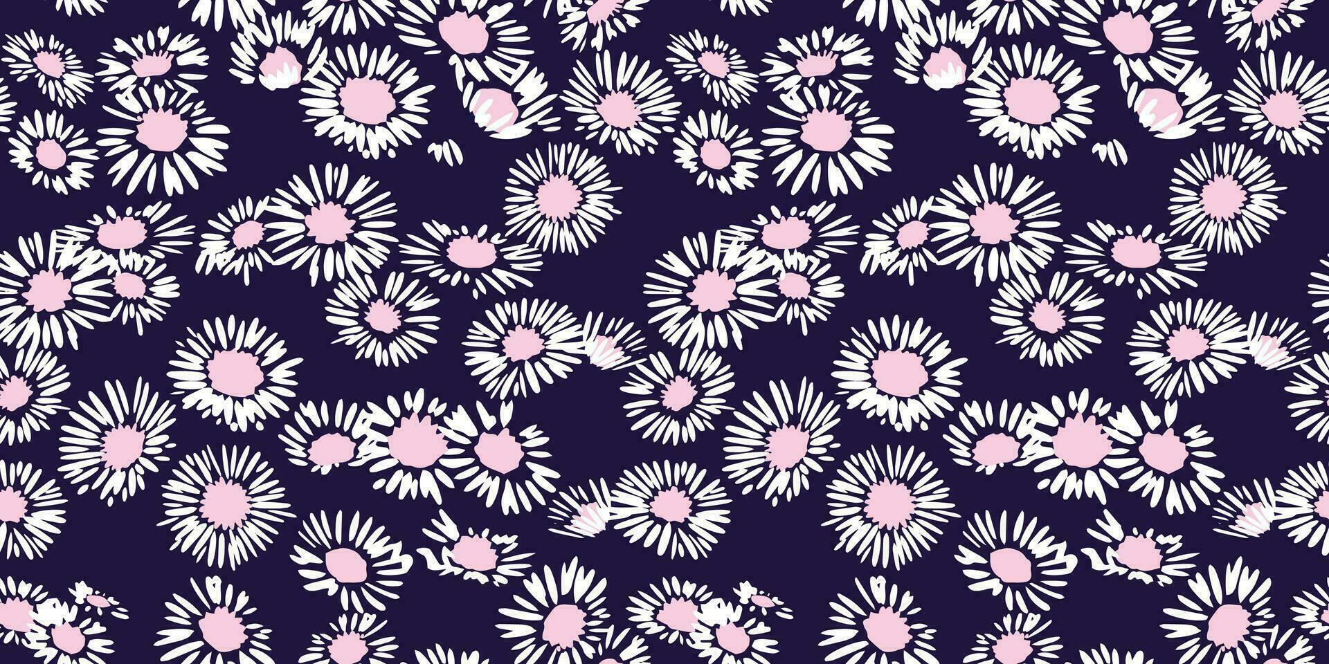 sömlös mönster med vektor hand ritade, mycket liten, enkel, abstrakt blommor kamomiller. söt dum, daisy blommig skriva ut. design prydnad för tyg, interiör dekor, textil, mode, tapet