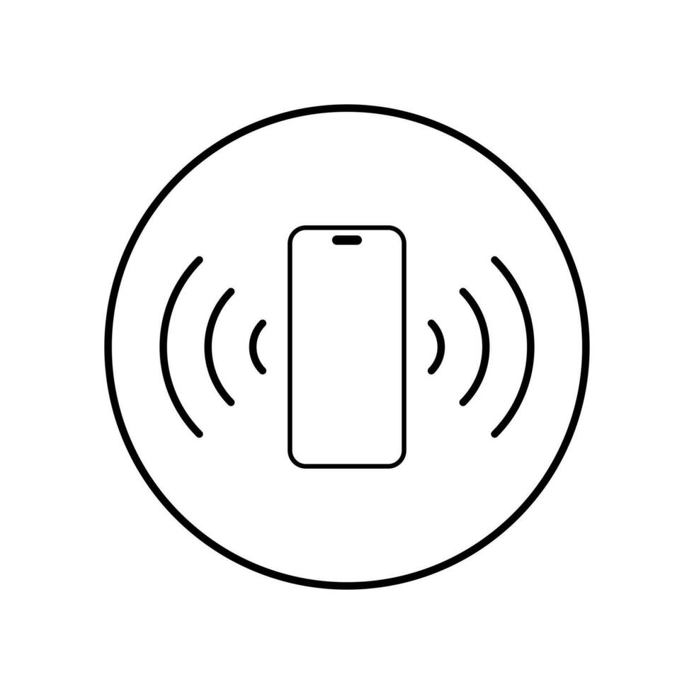 Smartphone Klingeln Symbol. Handy, Mobiltelefon Telefon vibrieren Symbol im Kreis Linie vektor