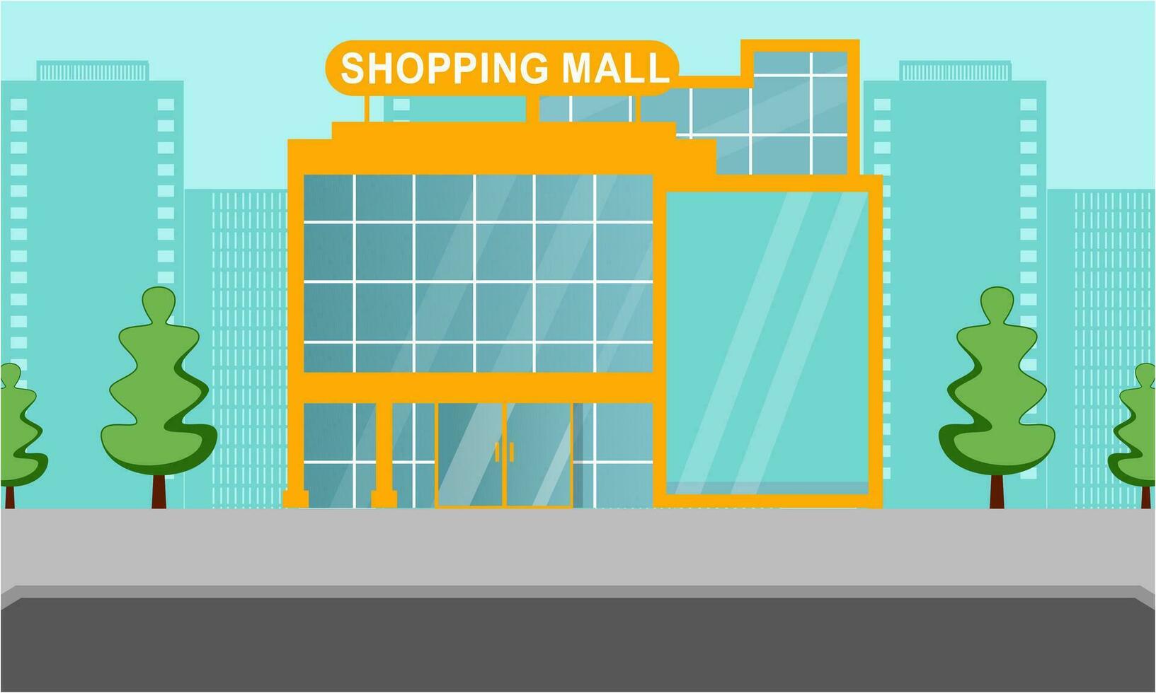 Einkaufen Einkaufszentrum draußen Komposition Einkaufszentrum Gebäude Illustration vektor