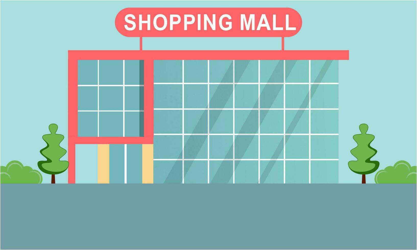 Einkaufen Einkaufszentrum draußen Komposition Einkaufszentrum Gebäude Illustration vektor