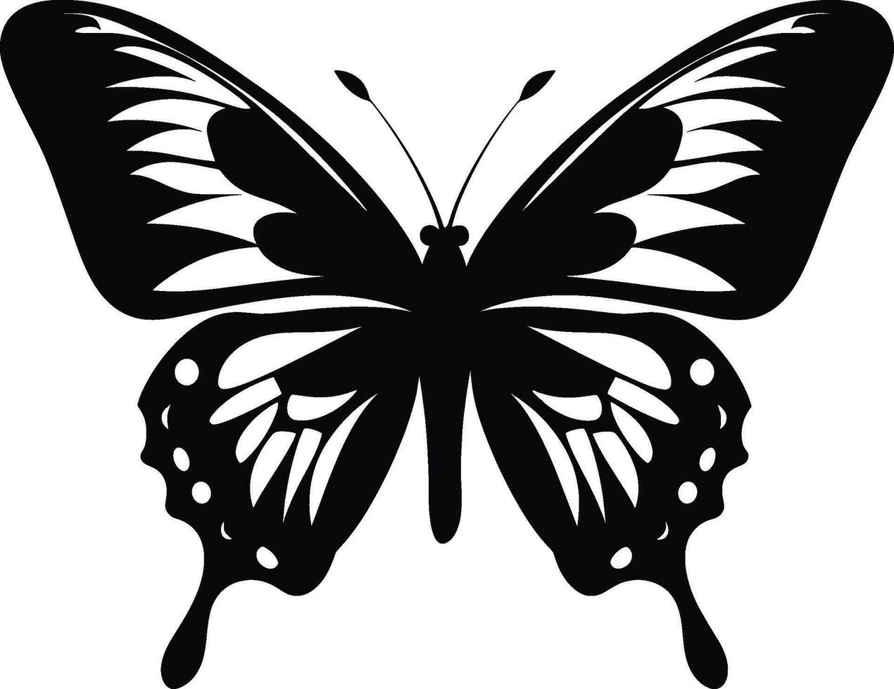 ai generiert Monarch Schmetterling Silhouette, Seite Sicht. Vektor Illustration isoliert auf Weiß Hintergrund. ai generiert Illustration.