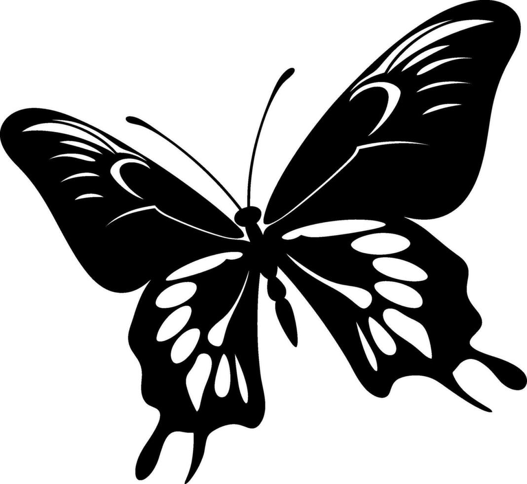 ai generiert Monarch Schmetterling Silhouette, Seite Sicht. Vektor Illustration isoliert auf Weiß Hintergrund. ai generiert Illustration.