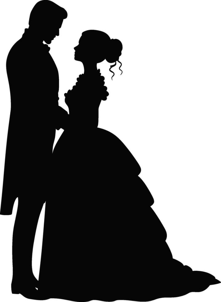 ai generiert romantisch Paar Silhouette. Silhouette von Paar beim Hochzeit. ai generiert Illustration. vektor