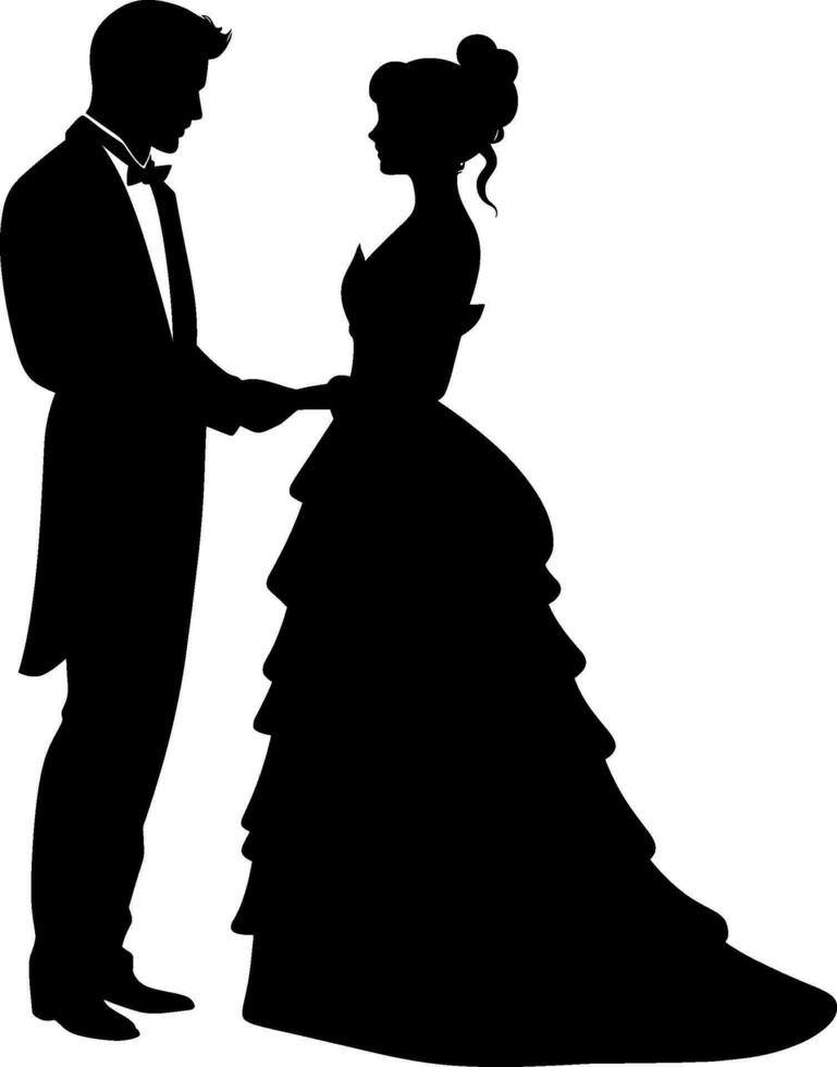 ai generiert romantisch Paar Silhouette. Silhouette von Paar beim Hochzeit. ai generiert Illustration. vektor