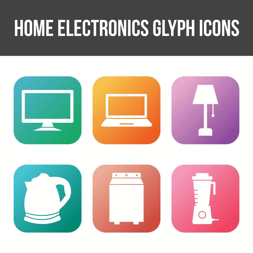 einzigartiges Glyphen-Icon-Set für Heimelektronik vektor