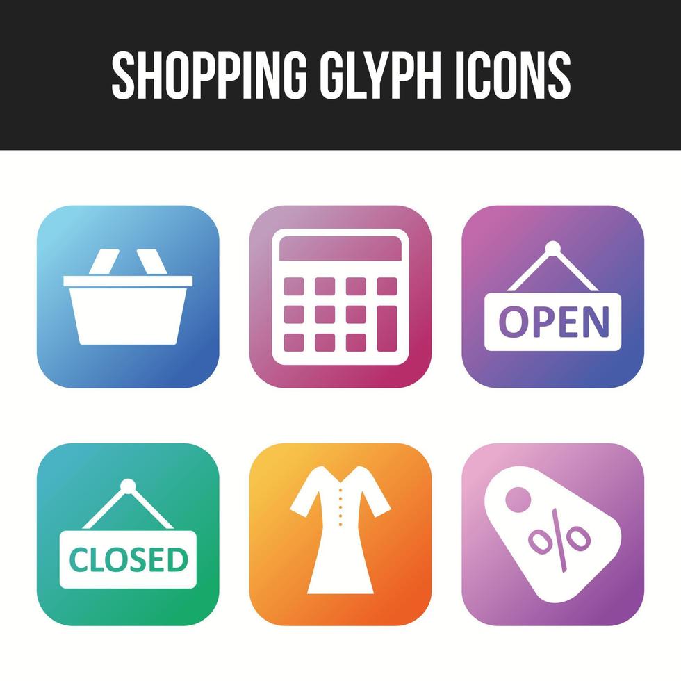 einzigartiger Icon-Set von Shopping-Glyphen-Icons vektor