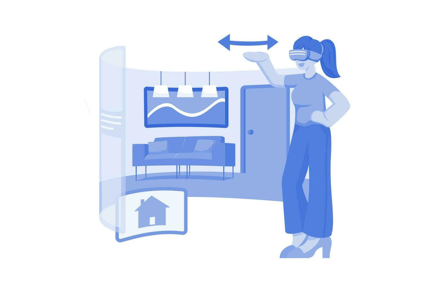 virtuell Zuhause Tour Illustration Konzept auf Weiß Hintergrund vektor